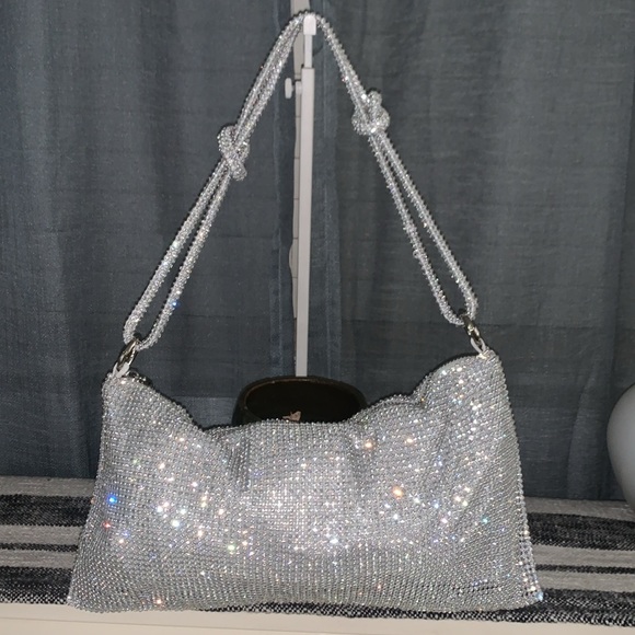 Rhinestone sparkly, silver clutch purse/handbag - Picture 1 of 10